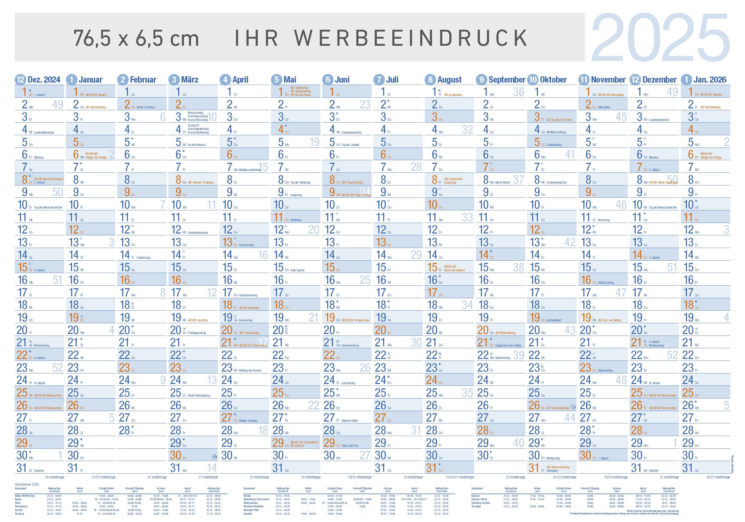 Jahresplaner Bodensee XL
14 Monate blau/orange
Deutsch - 3-sprachig DE-AT-CH