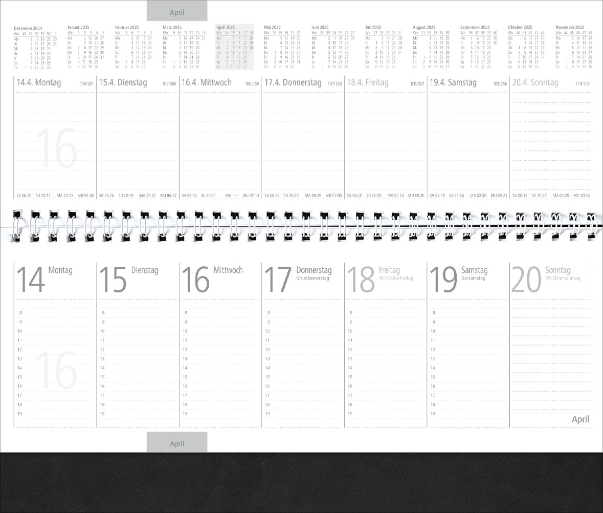 Tischquerkalender Amrum
Soft-Touch schwarz
1 Woche / 2 Seiten
Deutsch grau